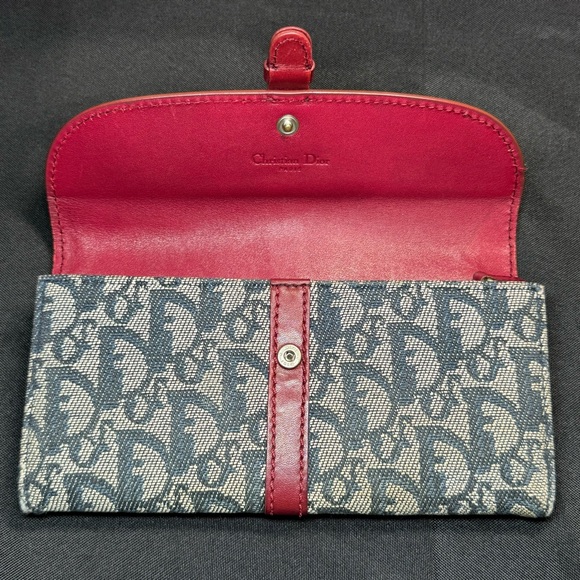 ❤️Christian Dior Red Navy Trotter Canvas Long Wallet, Italy❤️ - Picture 3 of 14